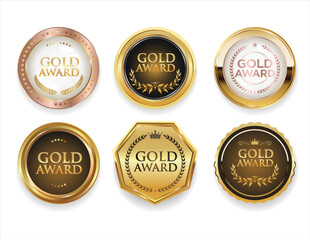 Gold Medal Award badge and emblem illustration isolated on white background
