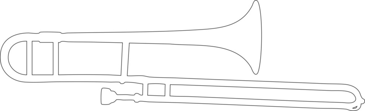 black and white trombone outline clip art preview