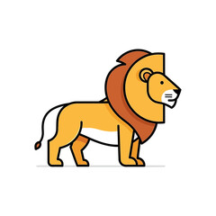Fototapeta premium Stylized cartoon illustration of a lion with a golden mane and a sleek, minimalist design, perfect for branding and creative projects