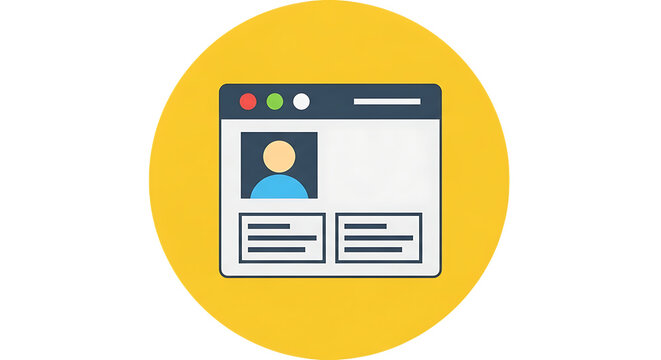 Vector art of profile page on a computer screen