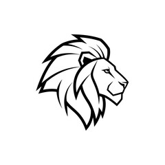 Majestic Lion Head Illustration with Bold Lines Symbol of Strength