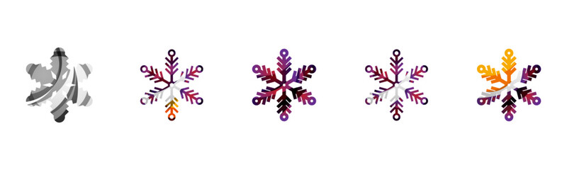 Snowflake, Snowflake Vector Icon Pack – Winter Snowflake Design, Christmas Decoration, Seamless Pattern, Festive Template Set