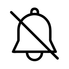 Icon of a bell with a line through it indicating silence or mute function in black and white design style