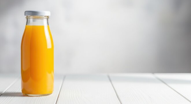 Vibrant orange elixir in a glass bottle