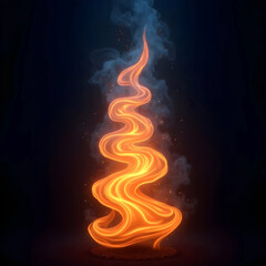 Vector art of a mesmerizing flame a vibrant, swirling vortex of fire against a dark backdrop