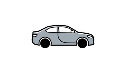 Illustration of gray sedan car vehicle automobile transport automotive design modern style car icon drawing