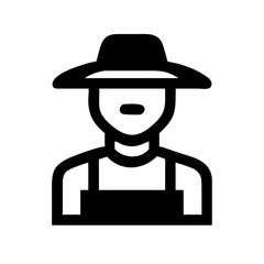 Obraz premium Illustration of a person wearing a hat and overalls, depicted with bold black lines on a white background
