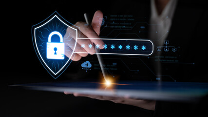 A concept of advanced network security. This system combines password protection with biometric fingerprint authentication and cloud data verification for secure access. Fermion