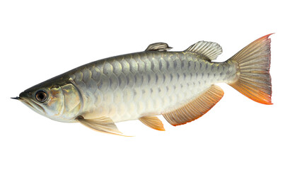 Obraz premium Side view of a goldfish-like fish. Scales, fins, and body clearly visible