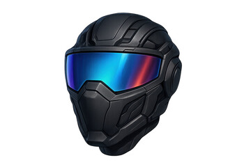 Tactical sci-fi helmet with futuristic blue visor