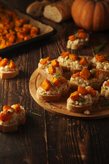 Seasonal bruschetta sandwiches with pumpkin