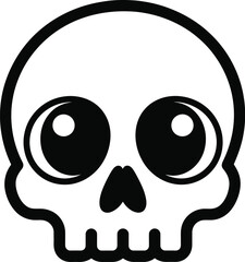 Cartoon skull with big eyes on a white background art