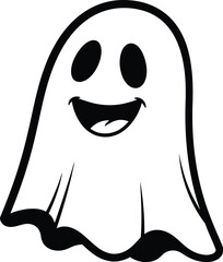 Happy cartoon ghost illustration on a white background