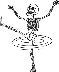 Dancing skeleton in a tutu a whimsical halloween illustration