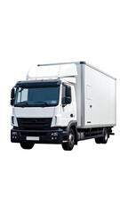 White box truck, front view