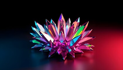 Abstract 3D Render of a Growing Dichroic Crystal Cluster