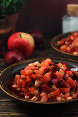 A bowl with traditional Rosolli salad, Finnish cuisine	