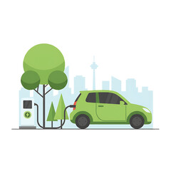  Electric Car Charging Station Illustration