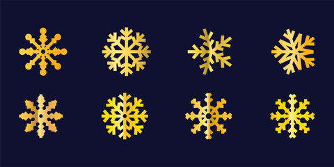 Snowflake, Snowflake Vector Icon Pack – Winter Snowflake Design, Christmas Decoration, Seamless Pattern, Festive Template Set