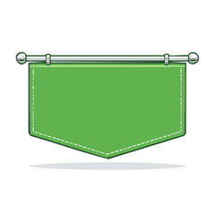 Obraz premium Green Pennant Flag Banner Hanging on Rod, Decoration for Display, Vector