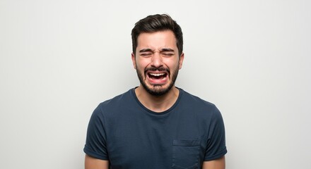 Obraz premium Man Screaming Frustrated Emotionally Expressive Face Crying Isolated on Transparent Background