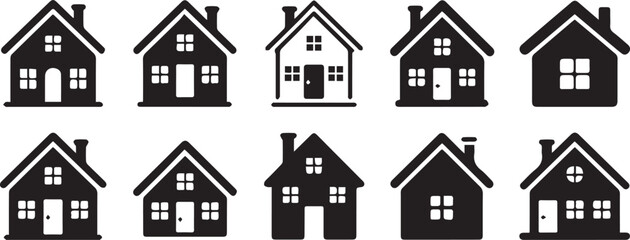 set of ten minimal house icons perfect for real estate logo and urban design ai eps jpeg png