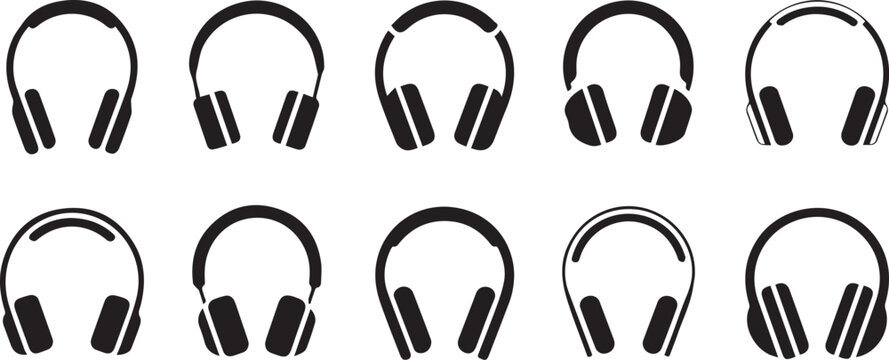 minimalist and stylized headphone icons set vector ai eps jpeg png for music apps and branding