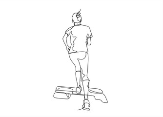 Woman is depicted in a continuous line drawing, Aerobic sport girl exercise for modern healthy lifestyle, Continuous one line drawing. Hand drawn one line vector. Editable stroke	