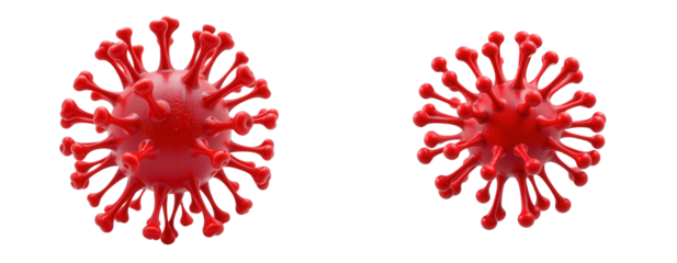 Realistic 3D Model of Red Virus with Spikes and Detail