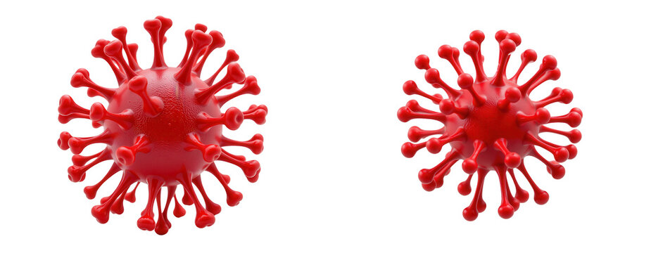 Realistic 3D Model of Red Virus with Spikes and Detail - Powered by Adobe