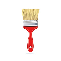 Detailed Vector Illustration of a Single Red Handled Paintbrush Tool for Painting and Home Renovation