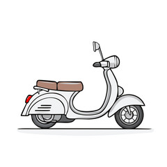 Classic White Scooter Illustration Vector Design