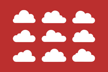 Obraz premium minimal cloud icon collection 9 variations flat weather symbols for web mobile ui vector ai eps png