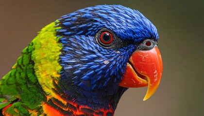 Close-up image of a vibrant Rainbow Lorikeet parrot showcasing its beautiful plumage