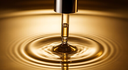 Droplet Impact, Oil, Studio, Photography, Golden Waves, Close-Up, Fluid Motion