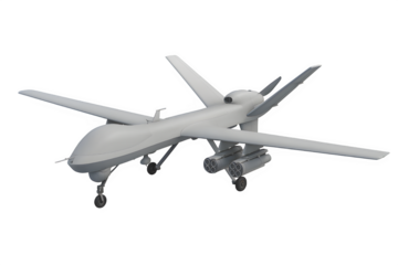 3D Render of Large-Scale Military Combat Drone with Missile Pods – Transparent Background PNG