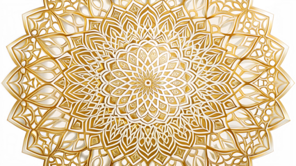 Exquisite golden mandala isolated on transparent background, showcasing delicate details and symmetrical beauty, ideal for adding a touch of sophistication to any project