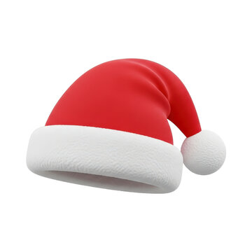 Santa hats isolated on a white background, creating a festive design template concept. 3D Rendering