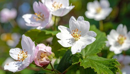 Close-up image of white flowers blossoming in a natural outdoor environment