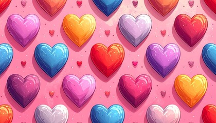 Colorful Heart Pattern: A Vibrant Valentine's Day or Love-Themed Design