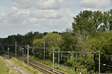 Ligne de chemin de fer s'enfonçant dans la forêt à Écaussinnes-d'Enghien (Soignies)