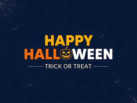 Bold 'Happy Halloween' Banner: Modern Digital Design with 'Trick or Treat' Typography and Graphic Bat Silhouettes. Ideal for E-Commerce Promotions - Powered by Adobe