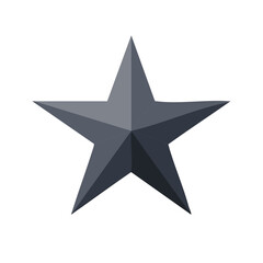 Obraz premium Solid five pointed star emblem icon with gray gradient shading and isolated design. 3D geometric element