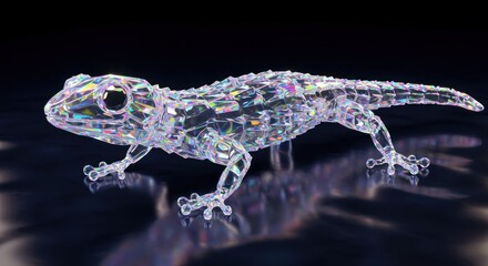 Translucent lizard skeleton illustration