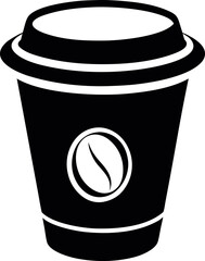 Disposable Espresso Cup Silhouette with Coffee Bean Emblem for Cafe Branding and Icons