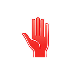 Fototapeta premium Stylized Open Red Hand Raises Up for Stop Halt Warning Signal