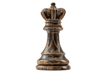 Vintage chess king PNG on transparent background, textured bronze cutout element for strategy games, business, and power concepts design.