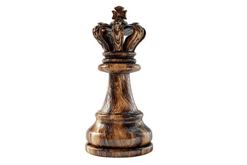 Wooden chess king piece PNG with transparent background, 3D render, realistic wood grain cutout for game strategy, board game, and competitive design elements. Perfect for graphic resources.