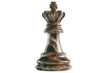 Marble chess king piece PNG with transparent background, elegant game element cutout for strategy design, business concepts, and graphic resources.