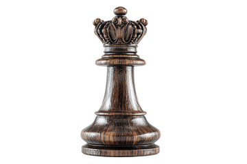 Dark chess queen PNG on transparent background, elegant wood or metal cutout for strategy games, business concepts, and graphic design elements.